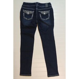 Vanity Collection Women's Dark Wash Embellished Pocket Skinny Jeans Size 28 R